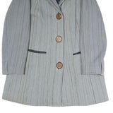 Womens Grey Button Jacket L Polyester Blend Plain Classic Tailored Coat