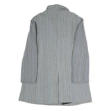 Womens Grey Button Jacket L Polyester Blend Plain Classic Tailored Coat