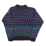 PERSUASION Womens Black Patterned Jumper Round Neck Basic Knit L Acrylic