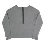 NIKE Womens Grey Sweatshirt Crew Neck L Cotton Blend Pullover Zip Back
