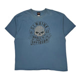 Northwoods Harley Davidson Graphic T-Shirt - 3XL Blue Cotton
