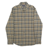 TOMMY HILFIGER Mens Green & Beige Check Shirt S Cotton Blend Classic Button-Down
