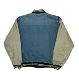Denim Faded Glory Varsity Jacket - Large Blue Denim