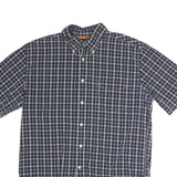 TOMMY HILFIGER Mens Blue Check Shirt L Button Down Collar Short Sleeve Cotton