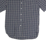 TOMMY HILFIGER Mens Blue Check Shirt L Button Down Collar Short Sleeve Cotton
