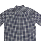 TOMMY HILFIGER Mens Blue Check Shirt L Button Down Collar Short Sleeve Cotton