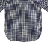TOMMY HILFIGER Mens Blue Check Shirt L Button Down Collar Short Sleeve Cotton
