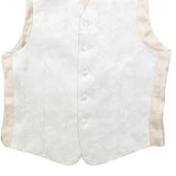 EMANI Mens Cream & White Button Jacket S Polyester Blend Plain Formal Waistcoat