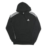 ADIDAS Mens Black Hoodie S Cotton Blend Pullover Logo Striped Sport Casual