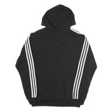 ADIDAS Mens Black Hoodie S Cotton Blend Pullover Logo Striped Sport Casual