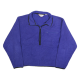 ST JOHNS BAY Womens Blue Pullover Fleece Jumper 1/4 Zip L Winter Casual