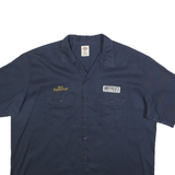 DICKIES Mens Navy Blue Work Shirt 2XL Cotton Blend Short Sleeve Button
