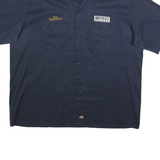 DICKIES Mens Navy Blue Work Shirt 2XL Cotton Blend Short Sleeve Button