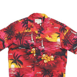 HAWAIIAN CREATIONS Mens Red & Yellow Hawaiian Shirt S Cotton Blend Beach Sunset