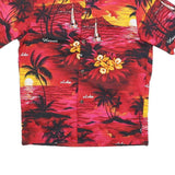 HAWAIIAN CREATIONS Mens Red & Yellow Hawaiian Shirt S Cotton Blend Beach Sunset