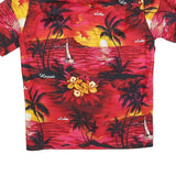 HAWAIIAN CREATIONS Mens Red & Yellow Hawaiian Shirt S Cotton Blend Beach Sunset