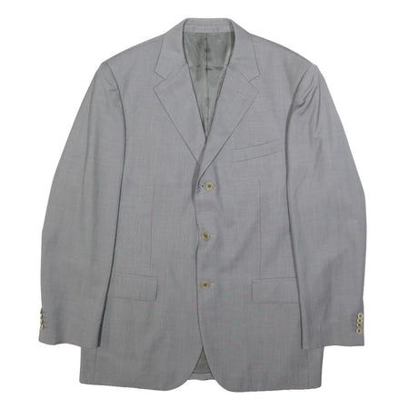 BALMAIN Mens Grey Wool Button Jacket XL Woven Classic Fit Formal Blazer