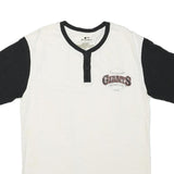FANATICS Mens White & Black Giants Graphic Henley T-Shirt L Short Sleeve Crew