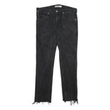 LEVI'S 513 Mens Jeans Black Slim Skinny Denim Raw W34 L31 Distressed Hem