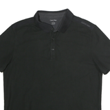CALVIN KLEIN Mens Black Short Sleeve Plain Polo Shirt L Classic Cotton