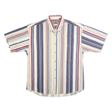 GFC TRADING COMPANY Mens Blue Beige Red Striped Shirt L Button-Down Casual
