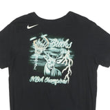 NIKE Mens Black Bucks NBA Champions Graphic T-Shirt M Crew Neck Short Sleeve
