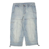 Mens Cotton Blend Blue Denim Cargo Shorts M W32 Casual Workwear