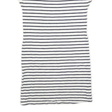 BODEN Womens White Navy & Multi Stripe Day Cotton Blend Short Sleeve Knee Length