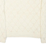 TOMMY HILFIGER Womens Cream Plain Pullover Patterned Round Neck Rib Knit Jumper