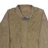 B.S.M Mens Brown Leather Button Jacket XL Soft Nubuck Casual Outerwear