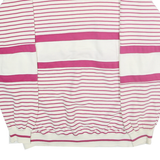 GREENLINE INTERNATIONAL Womens White & Pink Striped V-Neck Sweatshirt L Cotton