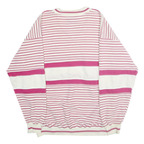 GREENLINE INTERNATIONAL Womens White & Pink Striped V-Neck Sweatshirt L Cotton