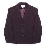 JANET Womens Purple Jacket M Woven Button Closure Classic Tailored