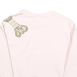 LAINES LONDON Womens Cream Embellished Crew Neck S Cotton Blend Sweatshirt