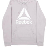 REEBOK Womens Grey Hoodie S Cotton Blend Pullover Drawstring Hood Pocket