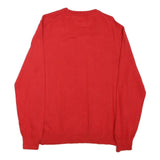 TOMMY HILFIGER Mens Red Plain Cotton Blend Pullover Crew Neck Jumper M Classic