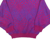 GOTHAM Womens Purple Patterned Jumper Crew Neck Basic Knit M Acrylic Fashion