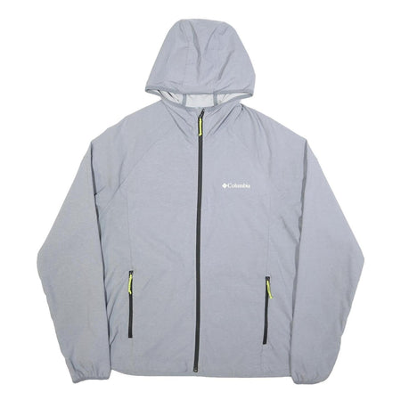 COLUMBIA Mens Grey Hooded Jacket XL Polyester Blend Zip Plain Outdoor Activewear