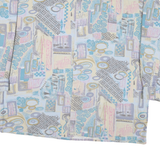 BREMO Mens Blue Beige Abstract Pattern Cotton Shirt 2XL Relaxed Fit Casual