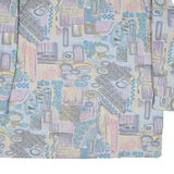 BREMO Mens Blue Beige Abstract Pattern Cotton Shirt 2XL Relaxed Fit Casual