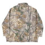 REAL TREE Mens Beige Camouflage Cotton Blend Zip Jacket 2XL Outdoor Hunting