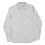 HARMONT AND BLAINE Mens Grey White Striped Shirt S Cotton Blend Classic Fit