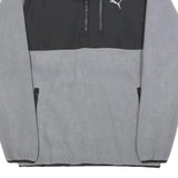 PUMA Mens Grey & Black Patterned Full Zip Jumper Crew Neck Polyester Blend S