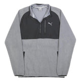 PUMA Mens Grey & Black Patterned Full Zip Jumper Crew Neck Polyester Blend S