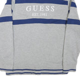 GUESS Mens Grey & Blue Sweatshirt Crew Neck L Cotton Blend Casual Pullover