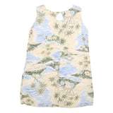BAHAMA CRUISE Womens Cream & Blue Tropical Print Day Cotton Blend Dress XL