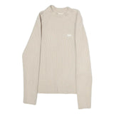 LEVI'S Womens Cream Pullover Plain Rib Knit Crew Neck Jumper S Cotton Blend