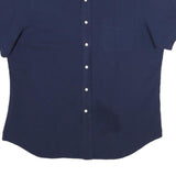 RALPH LAUREN Mens Navy Blue Shirt L Classic Cotton Button Short Sleeve