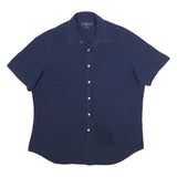 RALPH LAUREN Mens Navy Blue Shirt L Classic Cotton Button Short Sleeve