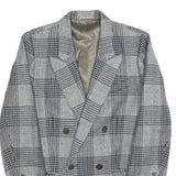 DEL MOD Mens Grey & Black Check Wool Blend Double Breasted Jacket M Woven Blazer